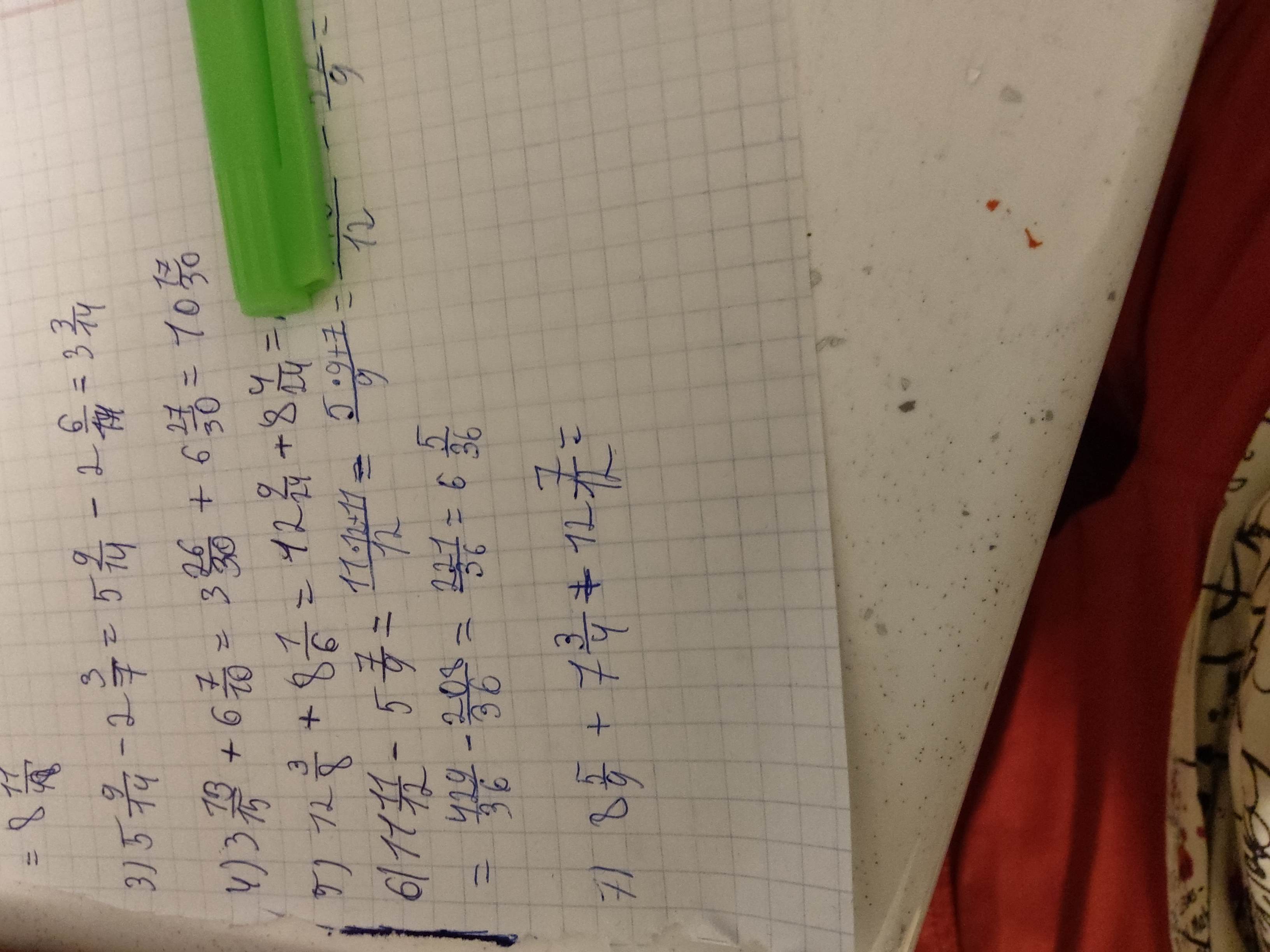 4) \(3\frac{7}{15} + 6\frac{27}{30} = \)?