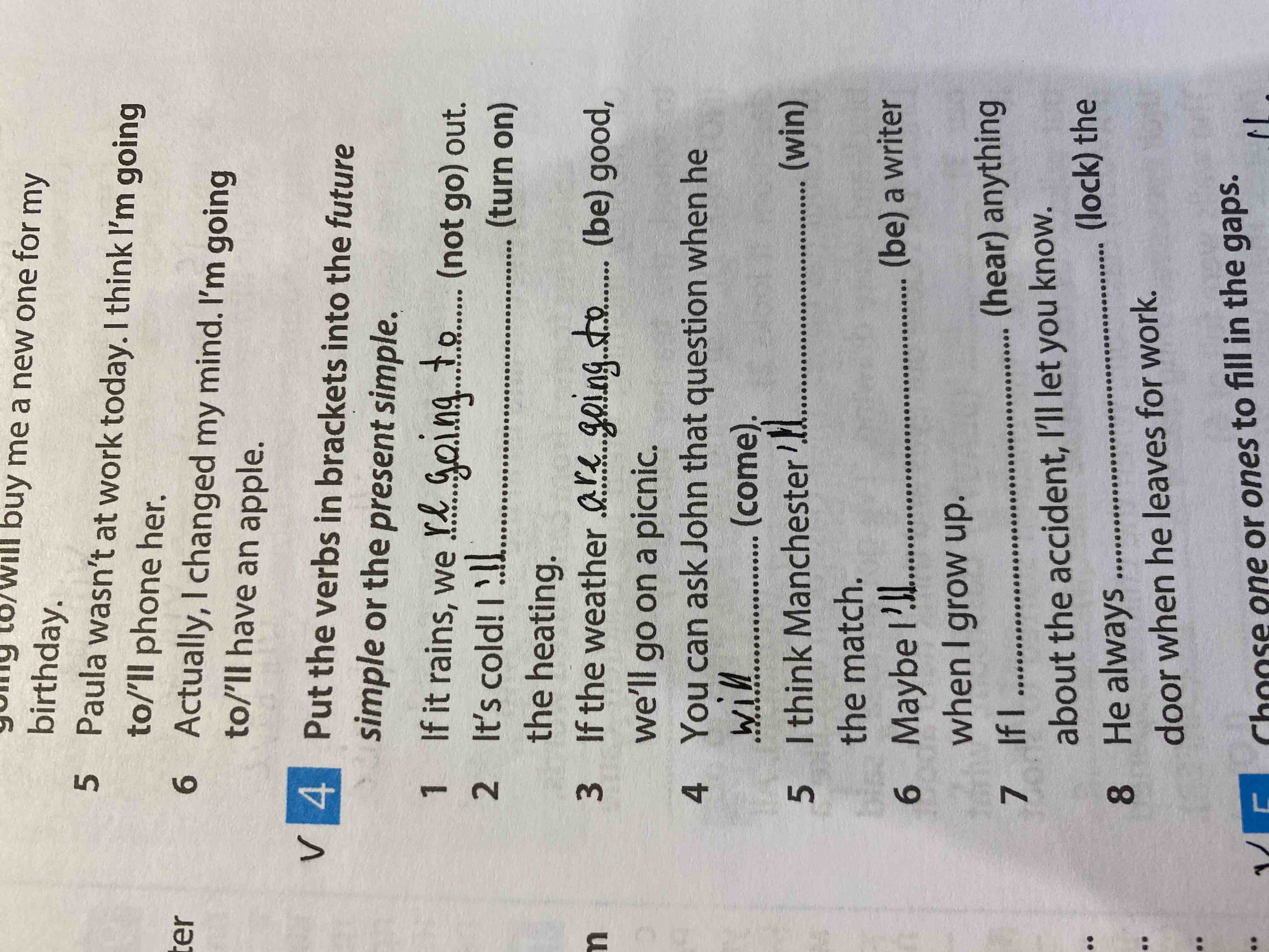 Put the verbs in brackets into the future simple or the present simple ...